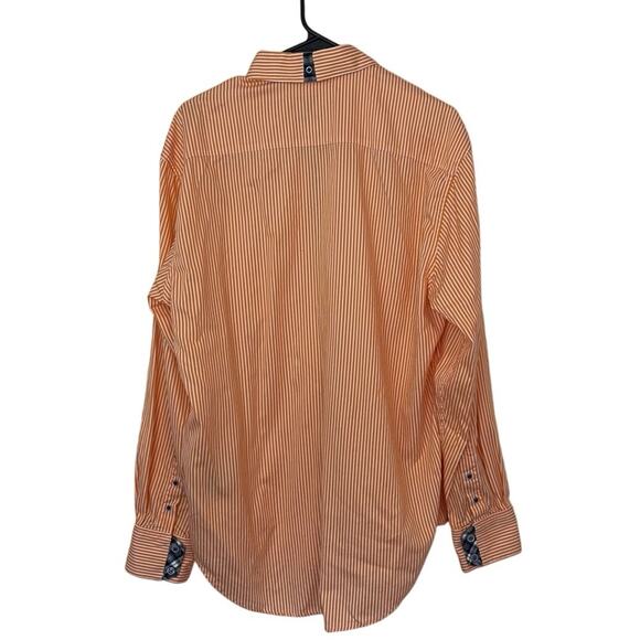 Robert Graham X Men’s Long Sleeve Button Down Shirt Size XL Orange White Striped - Picture 3 of 13